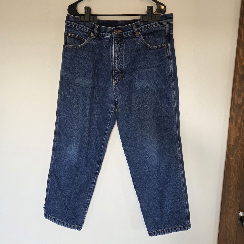 Guide Gear Flannel Lined Blue Jeans Straight Leg, Big Men's 38X30
